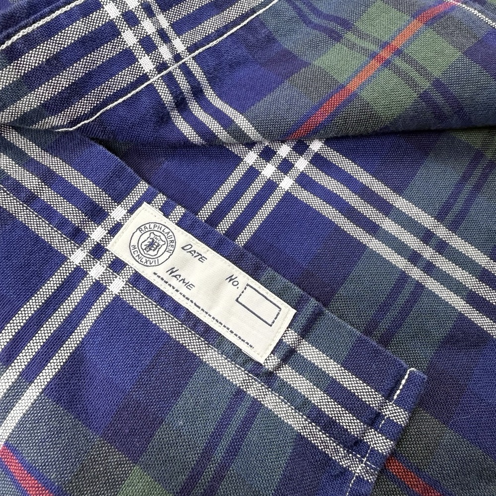 Ralph Lauren Shirt Mens 3xb Green Blue Red Plaid Oxford Flesh Pony Preppy Casual - Picture 6 of 12